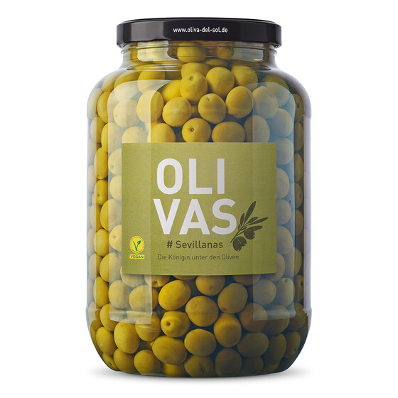 OLIVAS Sevillanas 2.500 g (Gallone) - Milde Manzanilla Oliven aus Sevilla - das Original