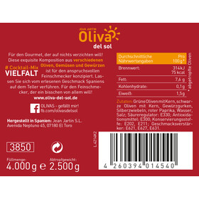 OLIVAS Cocktail-Mix / 2.500 g (Gallone) * Grüne & Schwarze Oliven, Silberzwiebeln, Gewürzgurken und Paprika