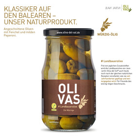 6er Set OLIVAS Landbauerolive - angeschnittene Oliven mit Fenchel - das Naturprodukt