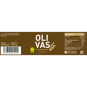 6er Set OLIVAS Landbauerolive - angeschnittene Oliven mit Fenchel - das Naturprodukt