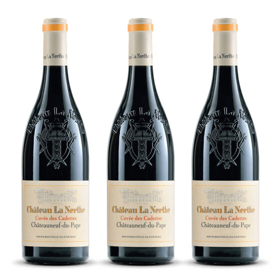 Château La Nerthe Châteauneuf Cuvee des Cadettes 2017er Côtes du Rhône (3 x 0,75l)