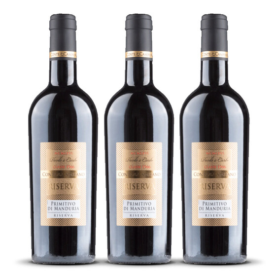 Conte di Campiano Primitivo Mand. Riserva 2021er Apulien (3 x 0,75l)