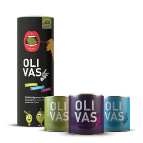 6er Set Jean Jartins OLIVAS Gourmet Geschenk-Box * Spaniens Beste Oliven im Paket